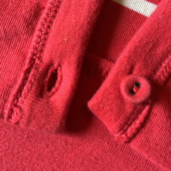 RALPH LAUREN Jeans Company Size XL 
Buttonfront Hoodie 100% Cotton Striped VNeck - Picture 13 of 14